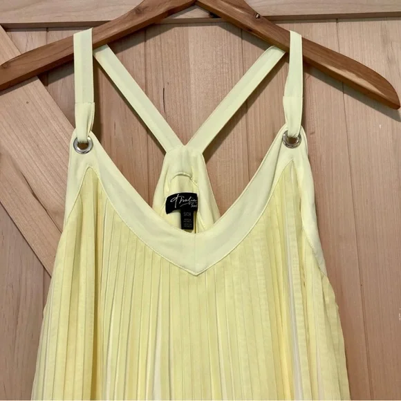 Thalia Sodi San Juan Lemon Yellow Pleated Maxi Dress Small NWT Lined - Picture 4 of 16